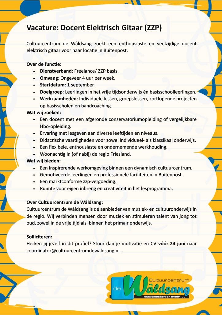 Vacature Docent Elektrisch Gitaar